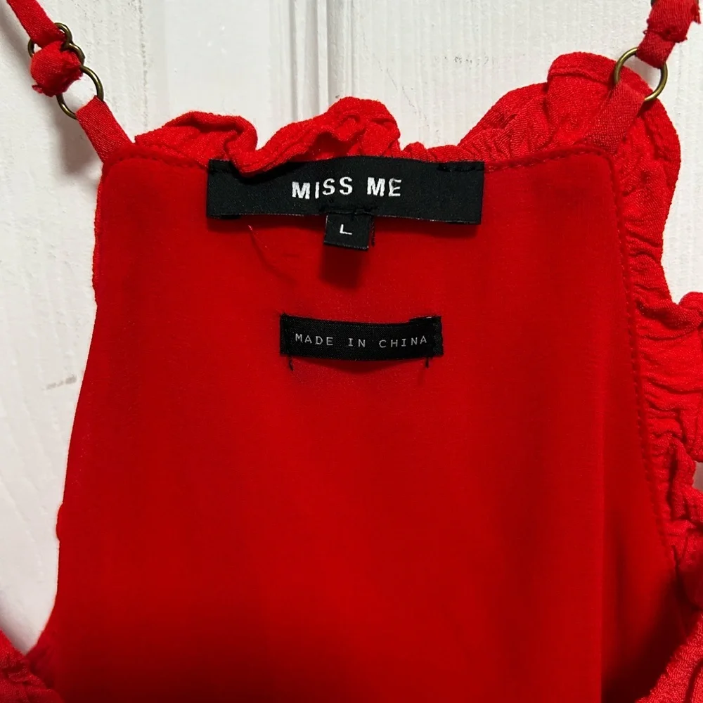 Miss Me Red Mini Dress with Button Front